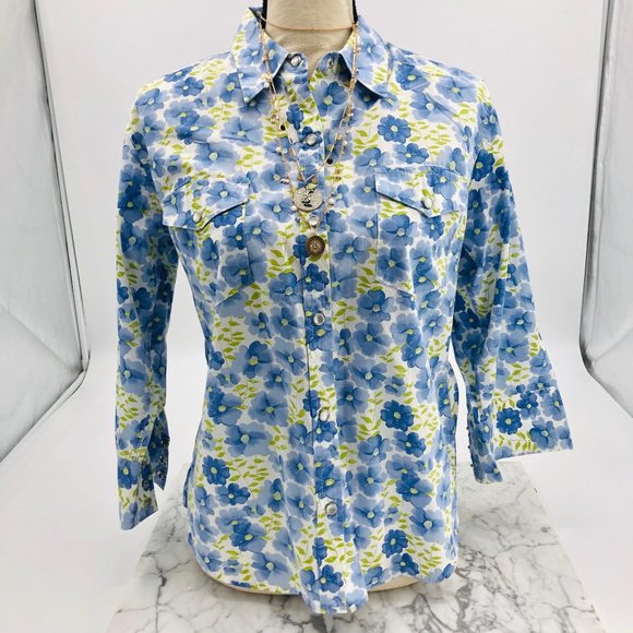 Vintage Liz Claiborne Wrangler Button Down Blouse Long Sleeve Dress Shirt - Picture 3 of 8